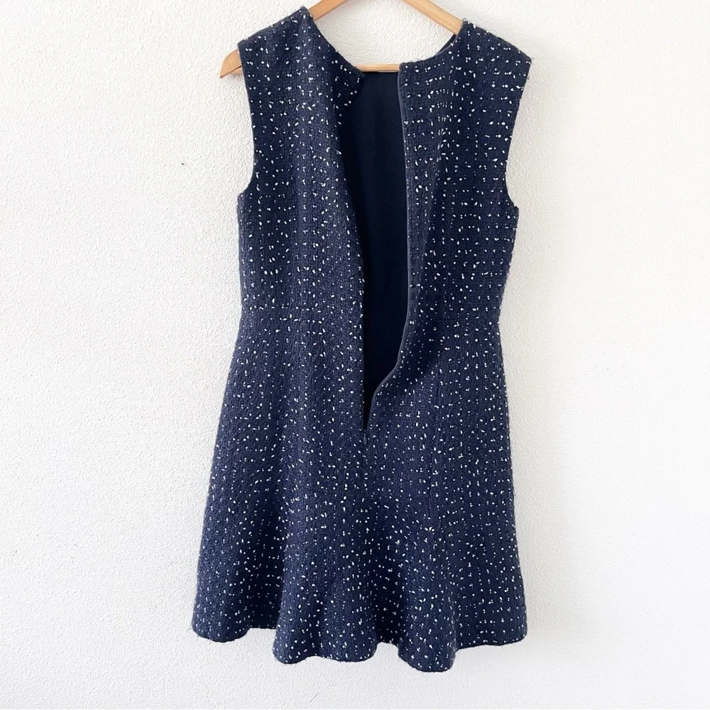 J.Crew Navy Tweed Sleeveless Spotted Texture Retro Fit & Flare A-Line Dress